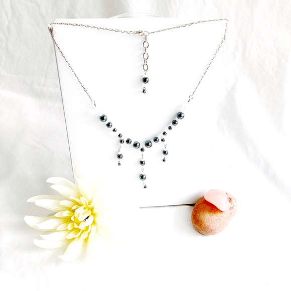 Hematite, Pearl, & Sterling Silver Jewelry Set - Picture 7 of 7